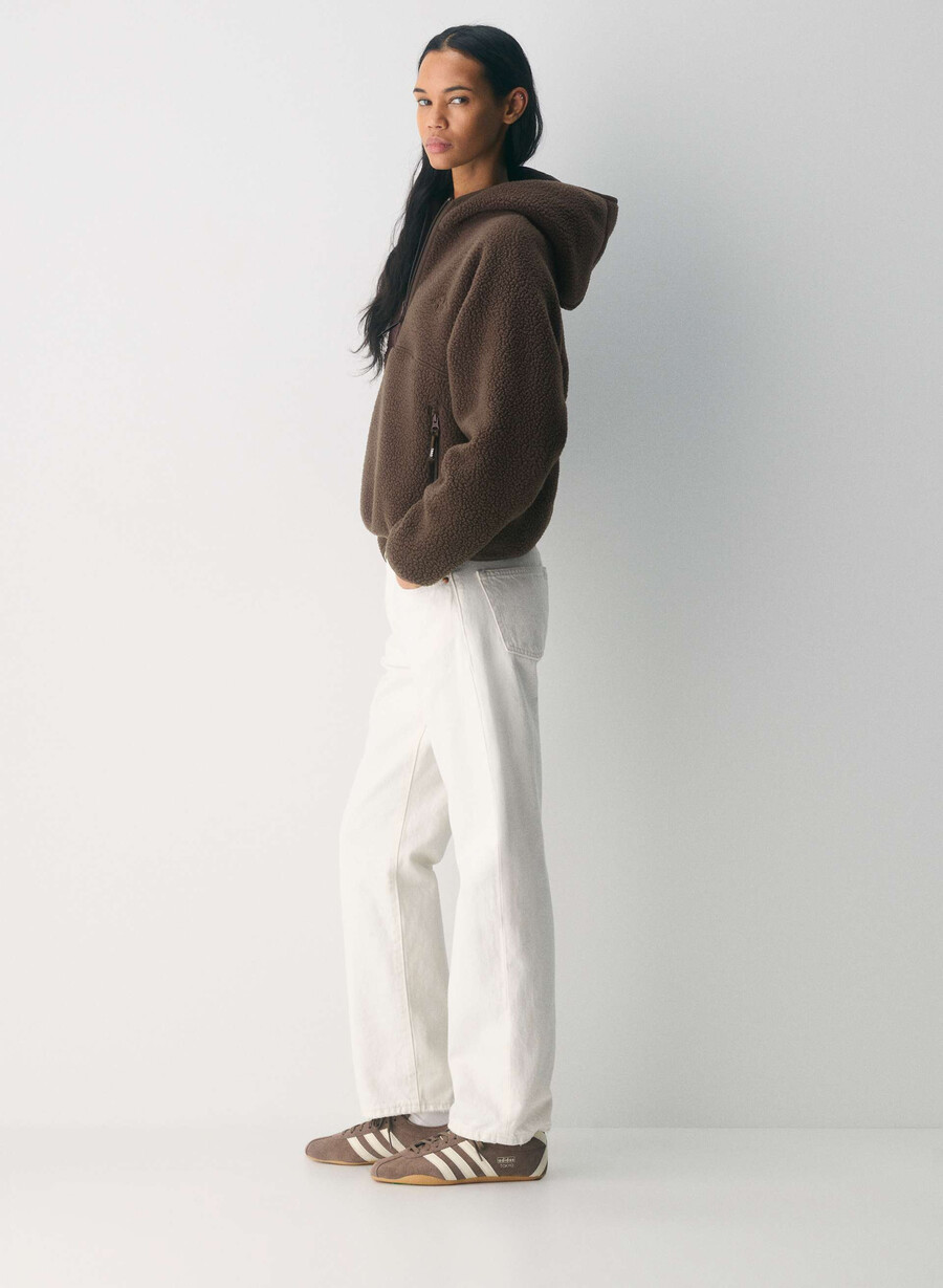 polartec thermal pro 12 zip hi-hip hoodie rich mocha brun