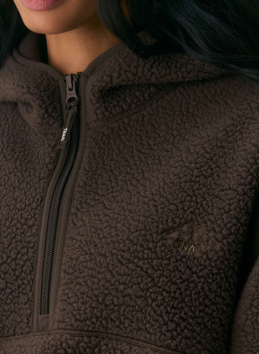 polartec thermal pro 12 zip hi-hip hoodie rich mocha brun