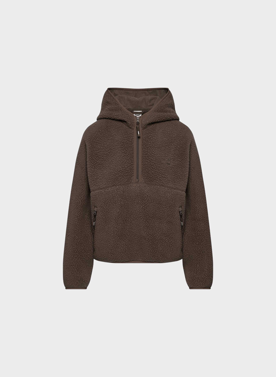 polartec thermal pro 12 zip hi-hip hoodie rich mocha brun