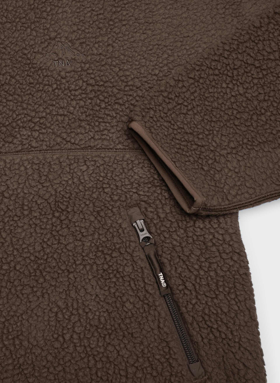 polartec thermal pro 12 zip hi-hip hoodie rich mocha brun