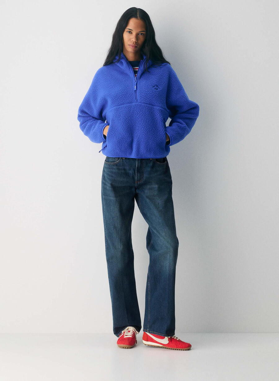 polartec thermal pro 12 zip hi-hip hoodie jazz blÅ