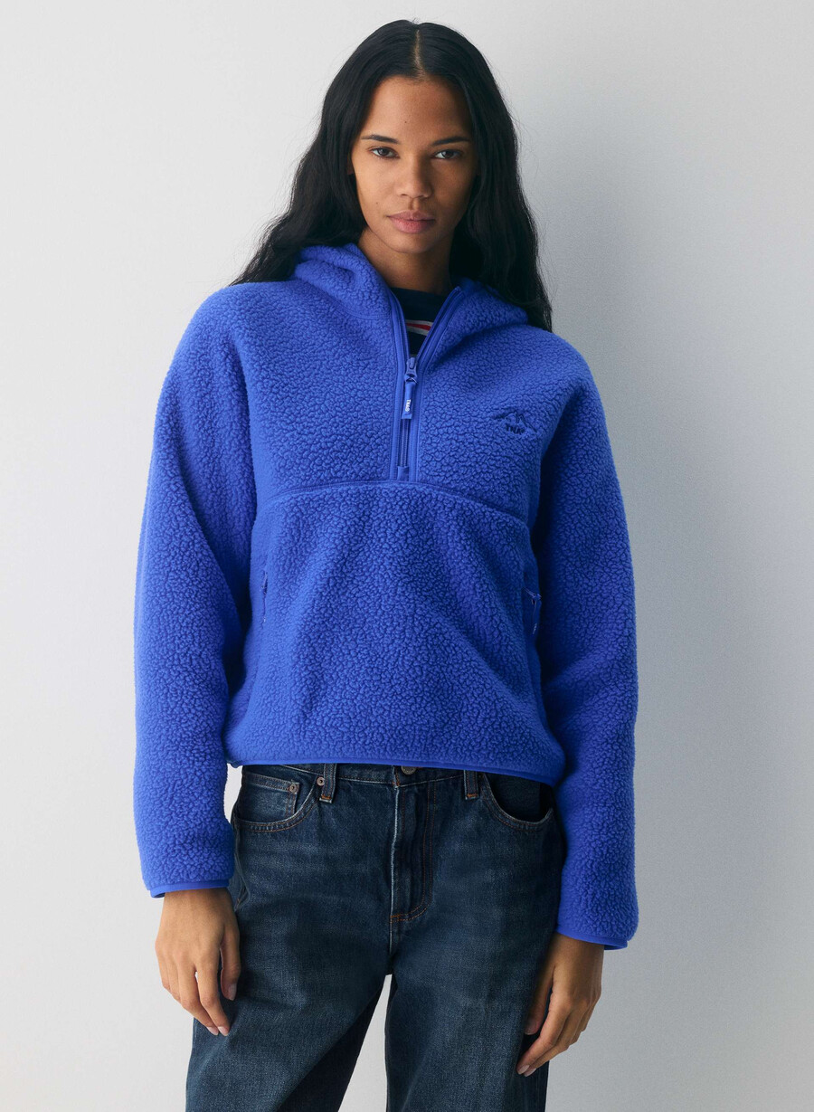 polartec thermal pro 12 zip hi-hip hoodie jazz blÅ