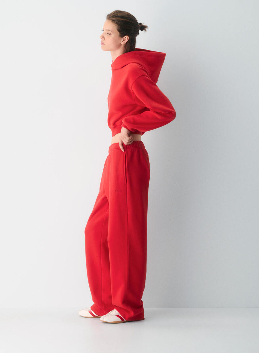 mysig sweatfleece perfect crop hoodie blinkande rÖd