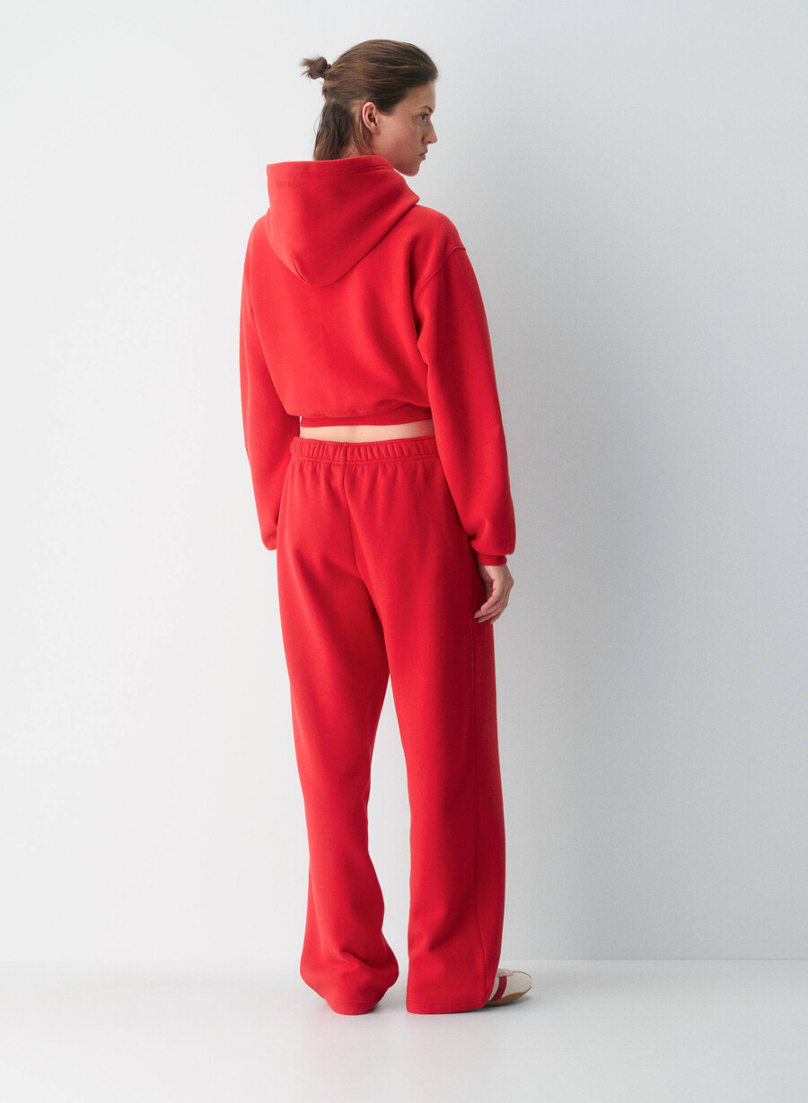 mysig sweatfleece perfect crop hoodie blinkande rÖd