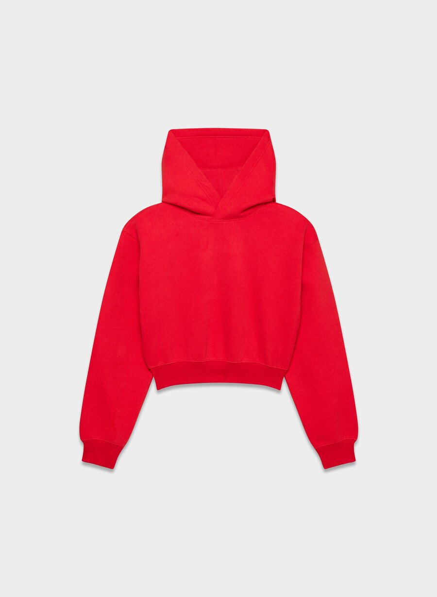 mysig sweatfleece perfect crop hoodie blinkande rÖd