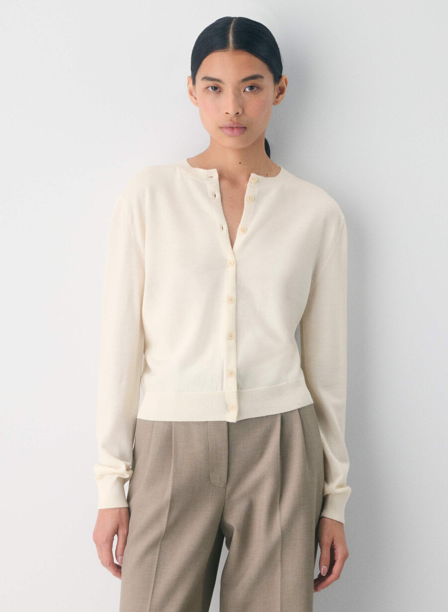 bare merinoull cardigan ljus bjÖrk