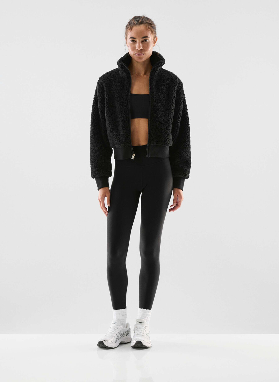 seasons mockneck zip-up svart