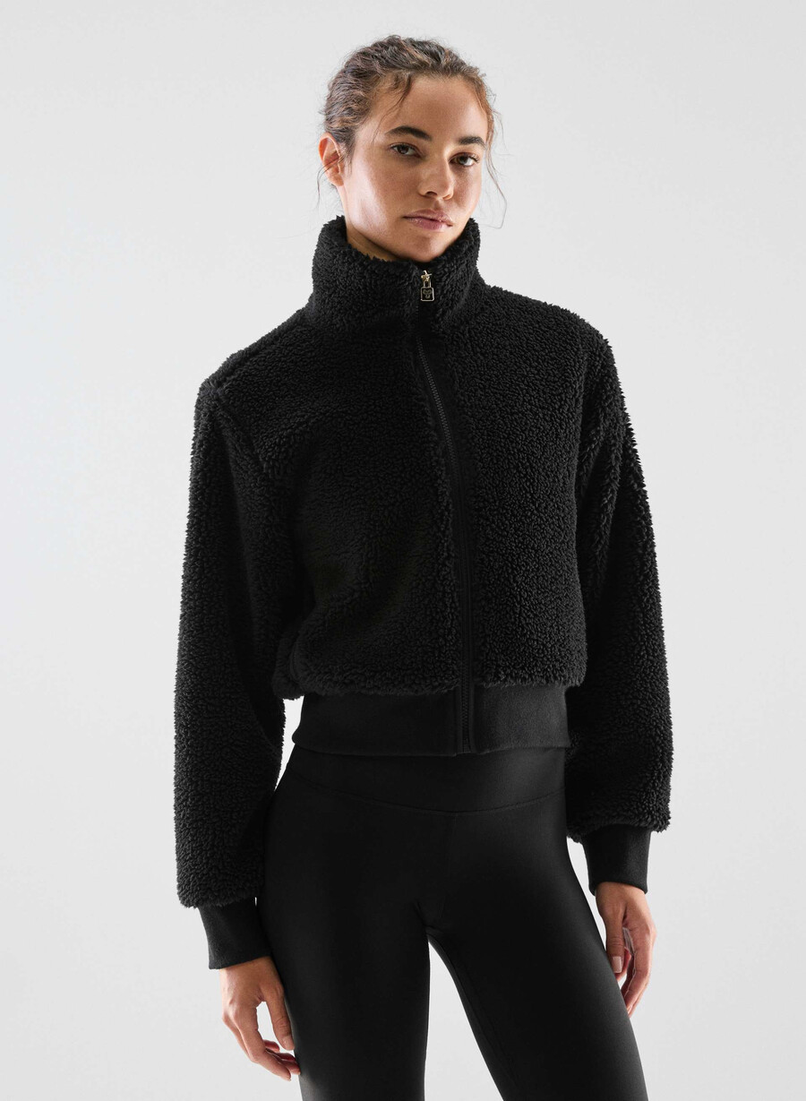 seasons mockneck zip-up svart