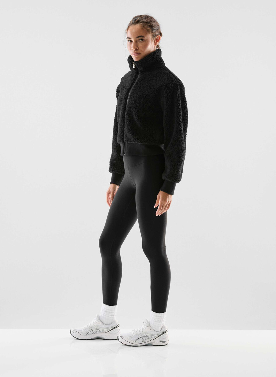 seasons mockneck zip-up svart