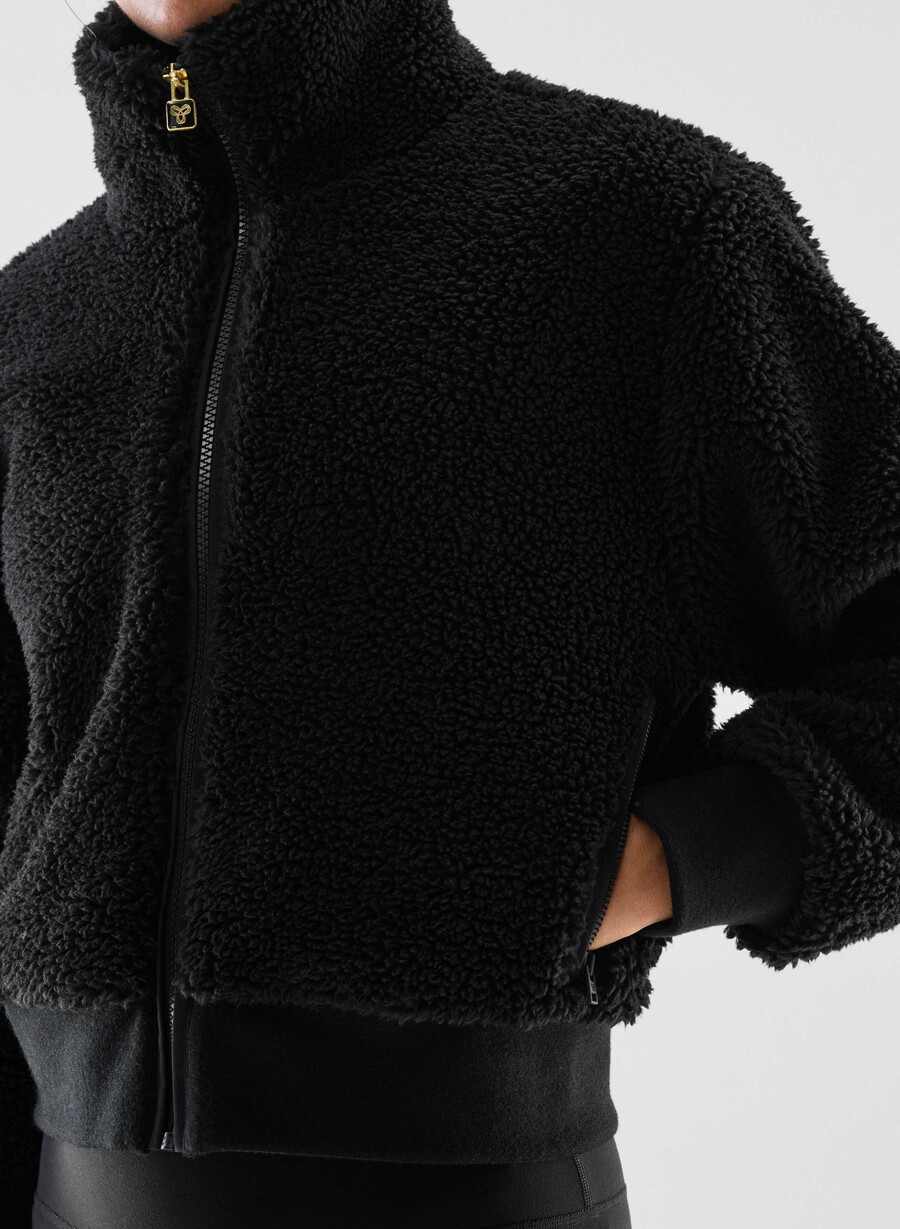 seasons mockneck zip-up svart