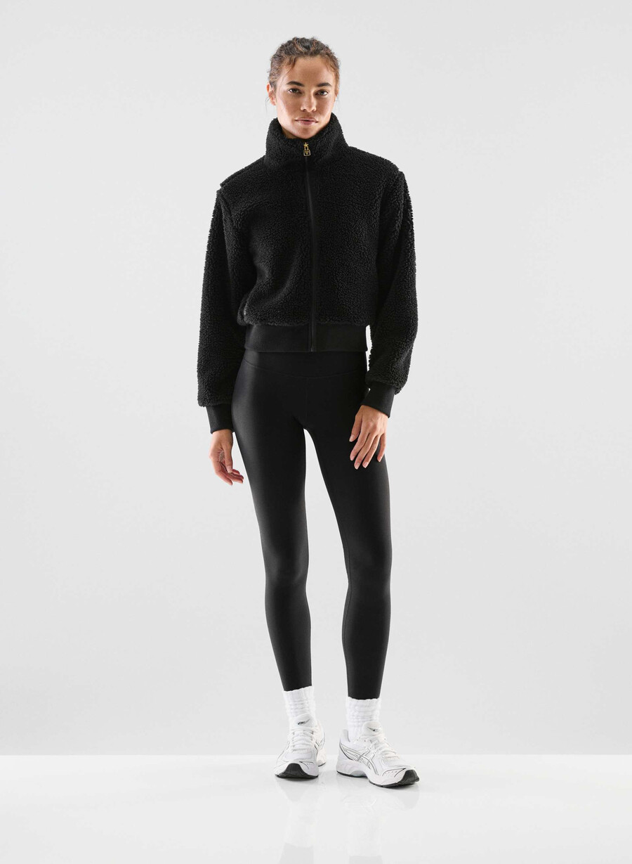 seasons mockneck zip-up svart