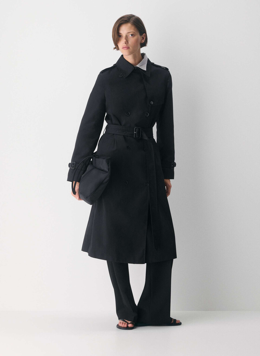 finch trench coat - city twill svart