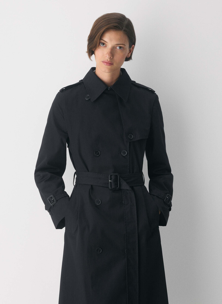 finch trench coat - city twill svart