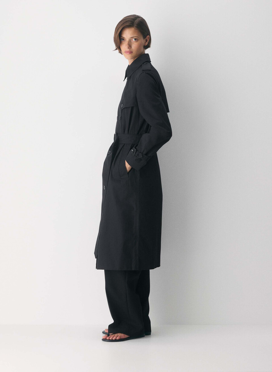 finch trench coat - city twill svart
