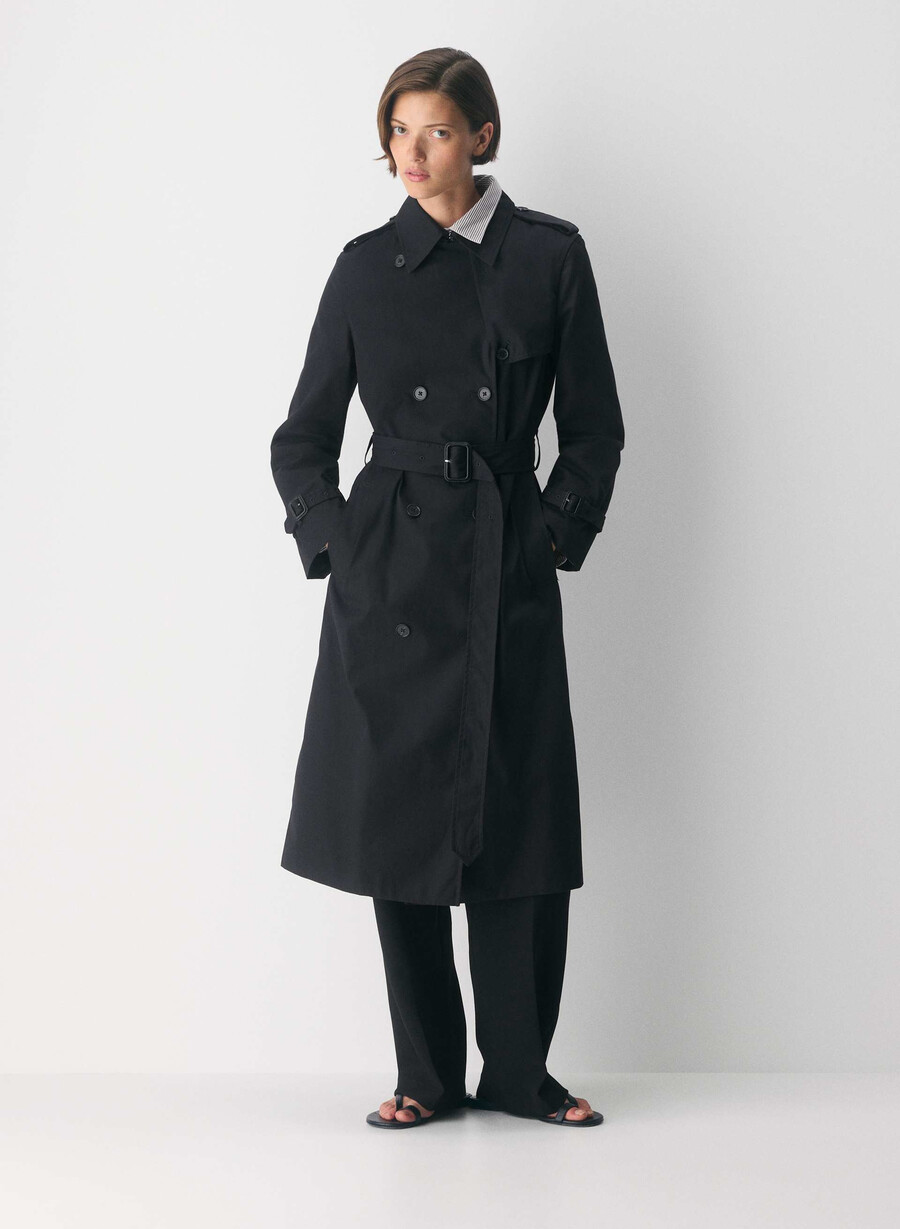finch trench coat - city twill svart
