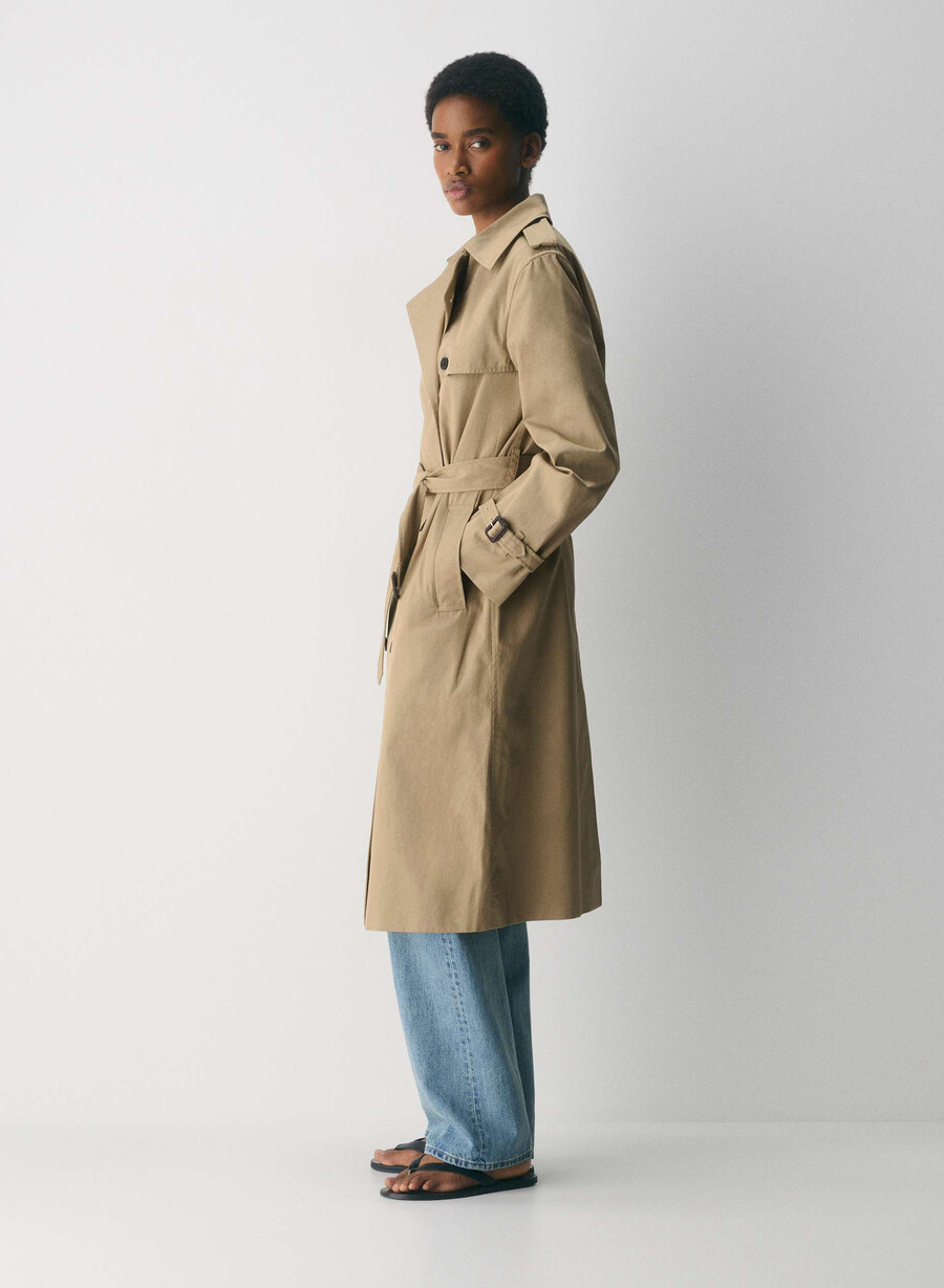 finch trench coat - city twill wicker tan