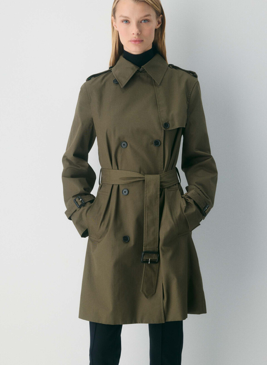ny the finch mid trench coat - city twill atlas olive