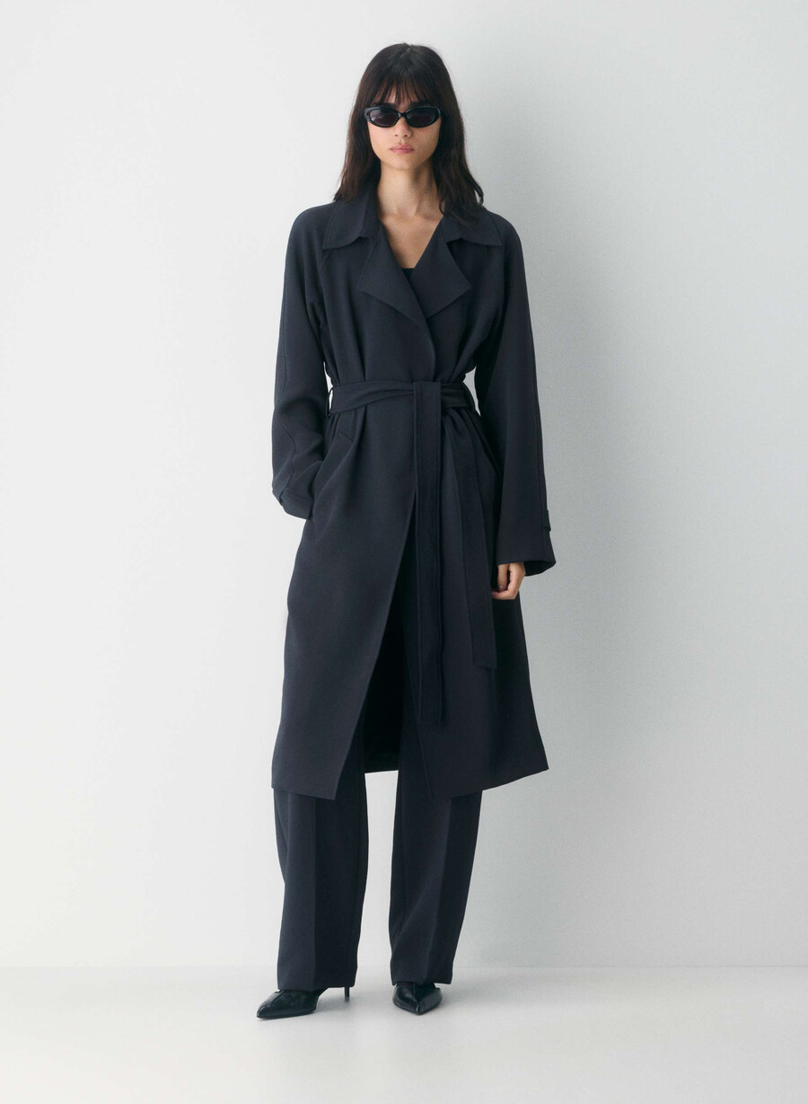 splendor trenchcoat - crepette mÖrk natt marinblÅ