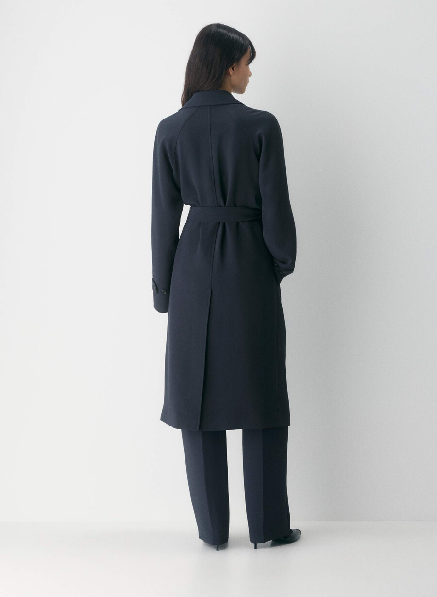 splendor trenchcoat - crepette mÖrk natt marinblÅ
