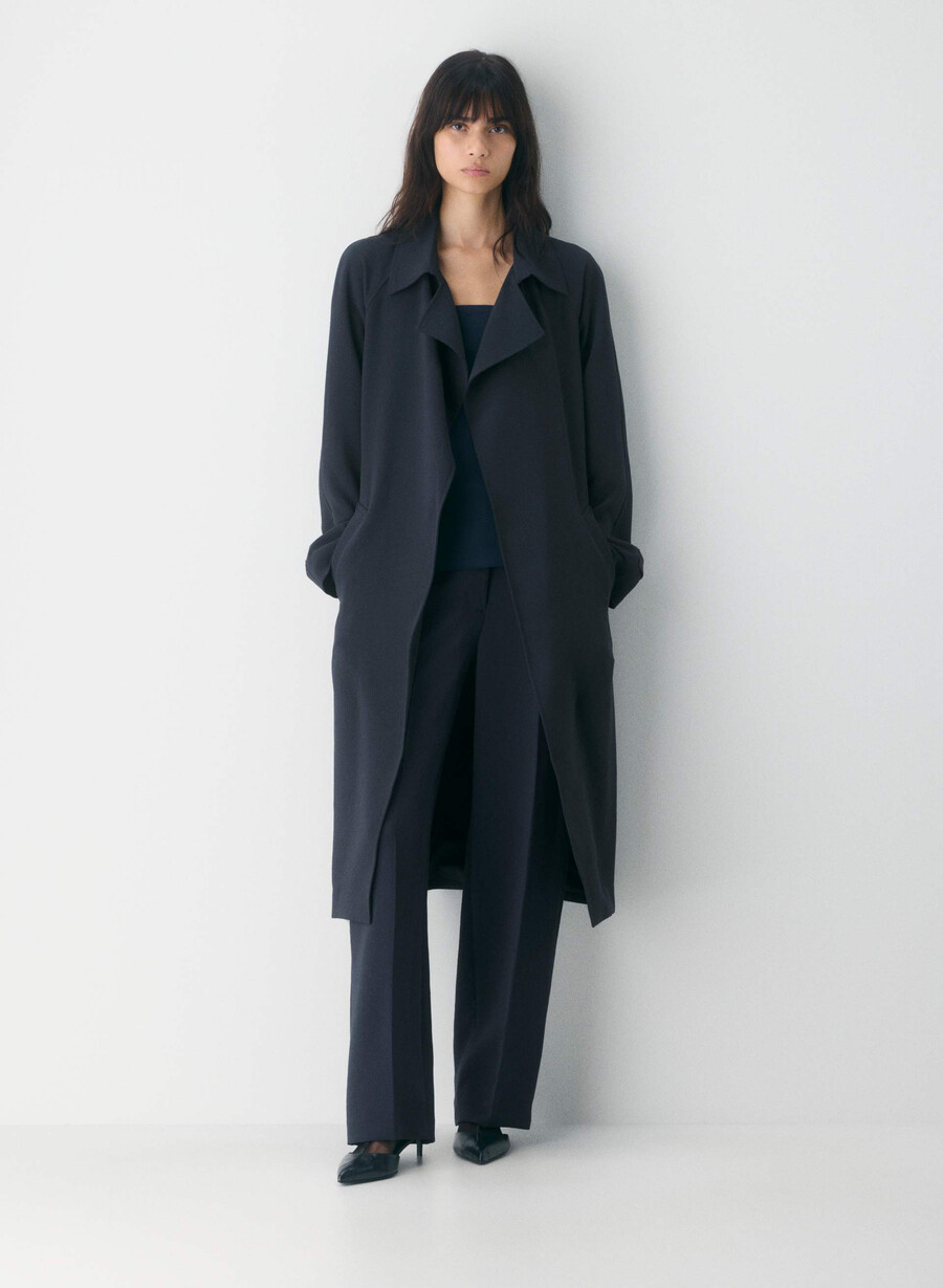 splendor trenchcoat - crepette mÖrk natt marinblÅ