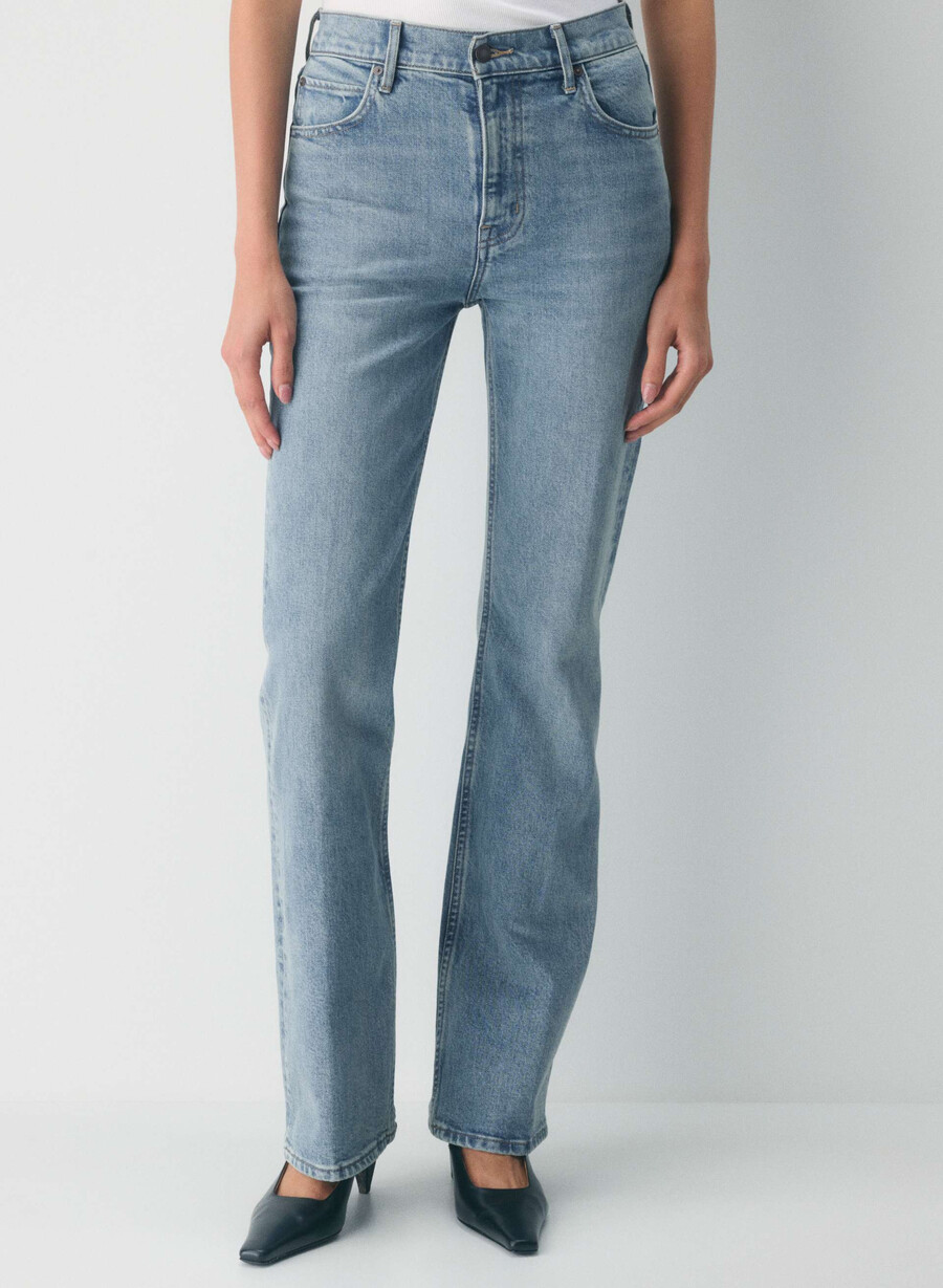 denim forum chloe hi-rise bootcut jean bleu bellini please