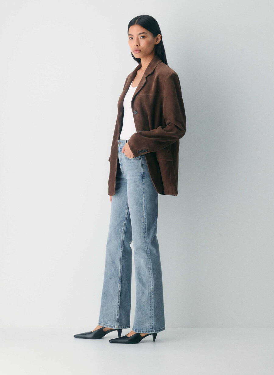 denim forum chloe hi-rise bootcut jean bleu bellini please
