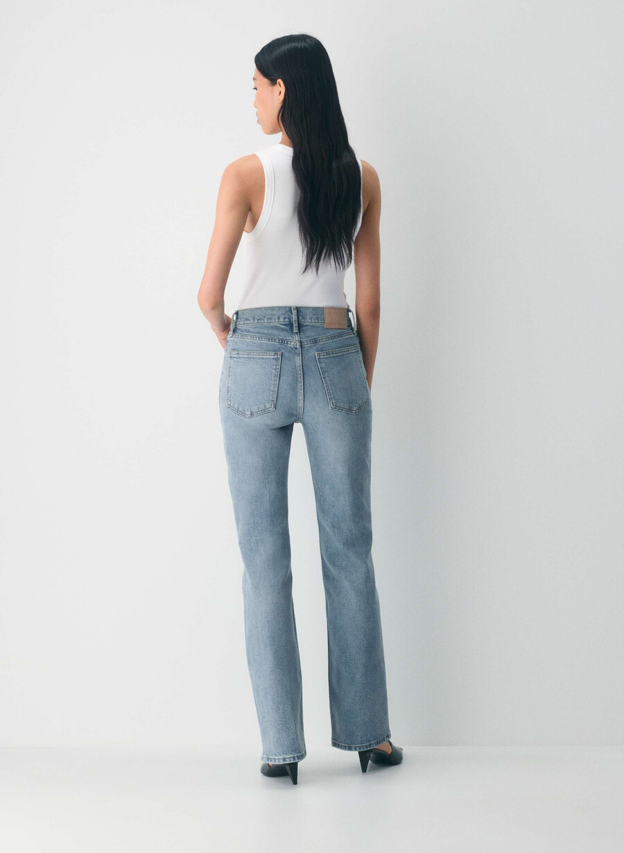 denim forum chloe hi-rise bootcut jean bleu bellini please