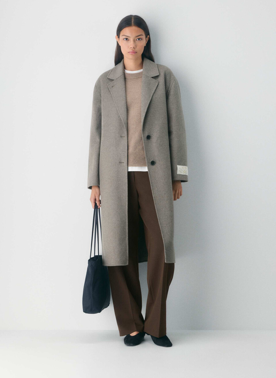den enda dubbelsidiga kappan - luxe rewool heather dark taupe