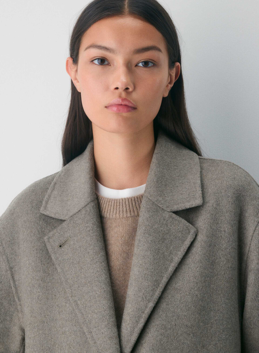 den enda dubbelsidiga kappan - luxe rewool heather dark taupe
