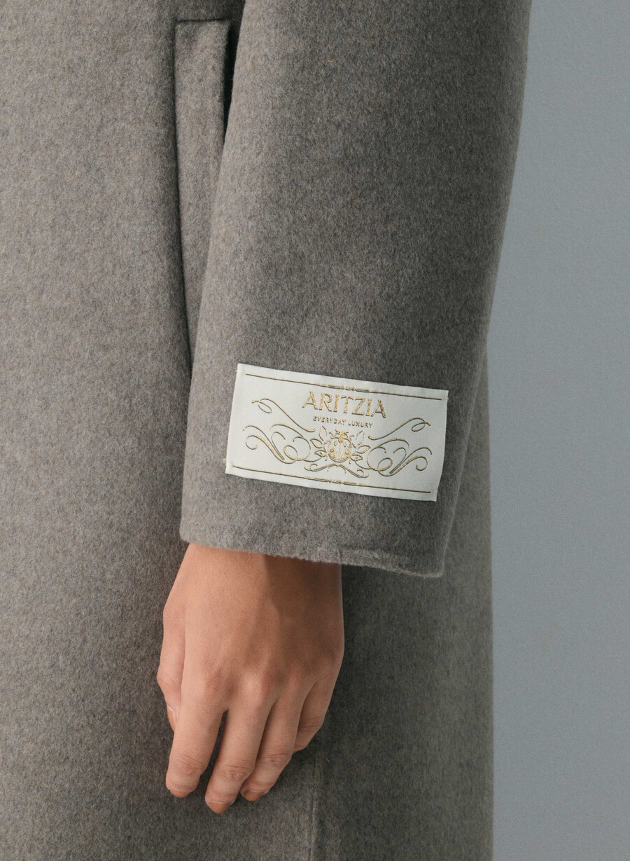 den enda dubbelsidiga kappan - luxe rewool heather dark taupe