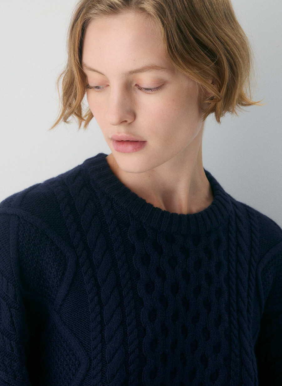 heritage knit merinoulltröja admiral