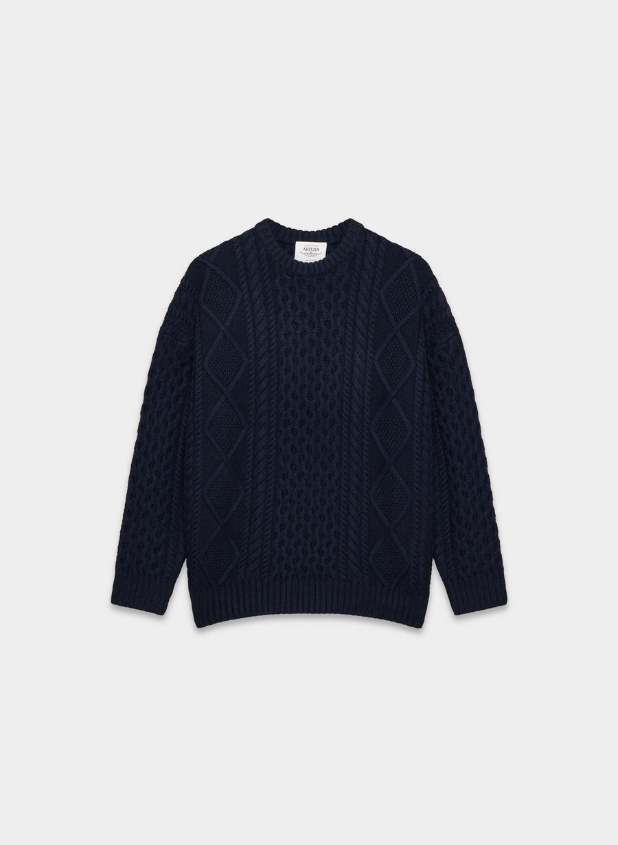 heritage knit merinoulltröja admiral