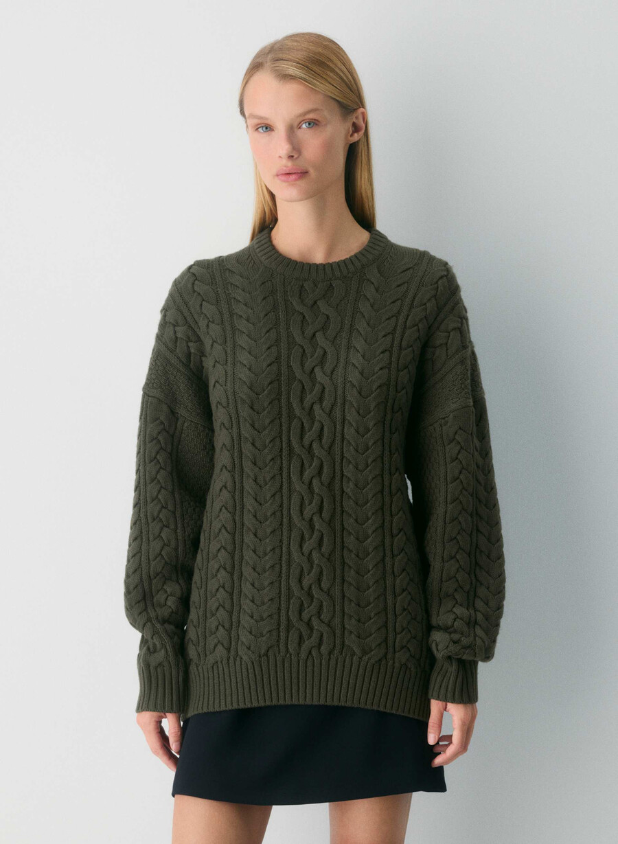 heritage knit merinoulltröja mÖrkoliv