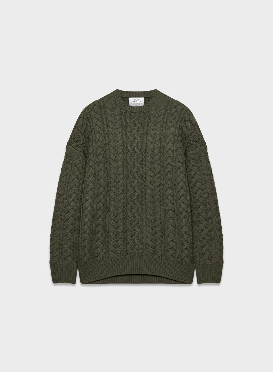 heritage knit merinoulltröja mÖrkoliv