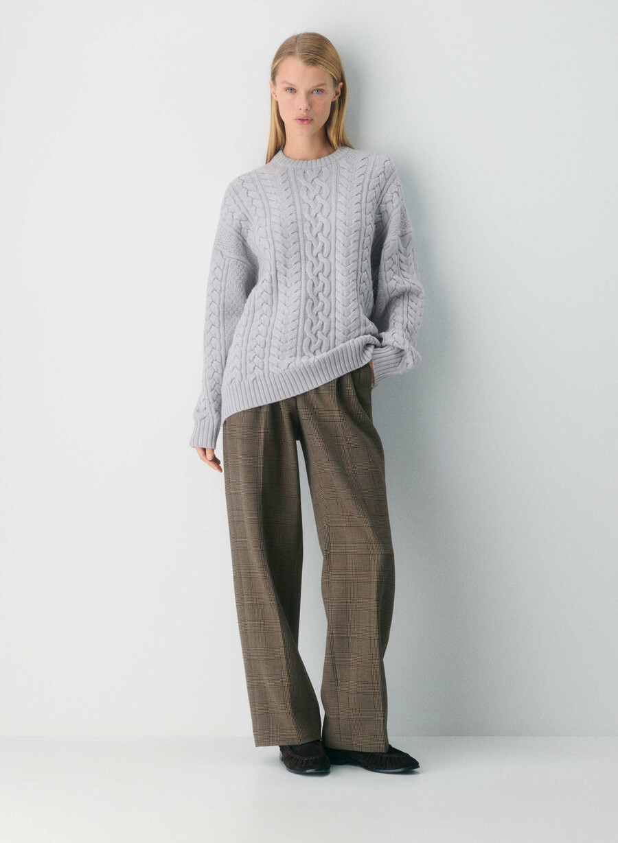 heritage knit merinoulltröja ljungfärgad krom