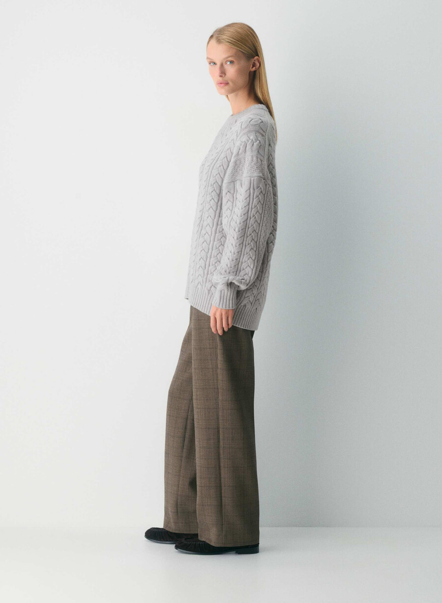 heritage knit merinoulltröja ljungfärgad krom