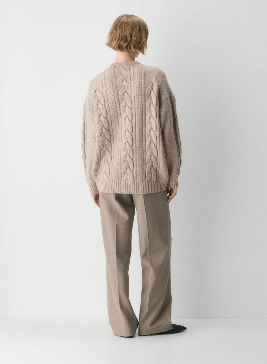 heritage knit merinoulltröja heather nomad taupe