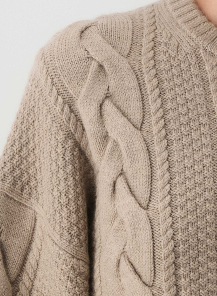 heritage knit merinoulltröja heather nomad taupe