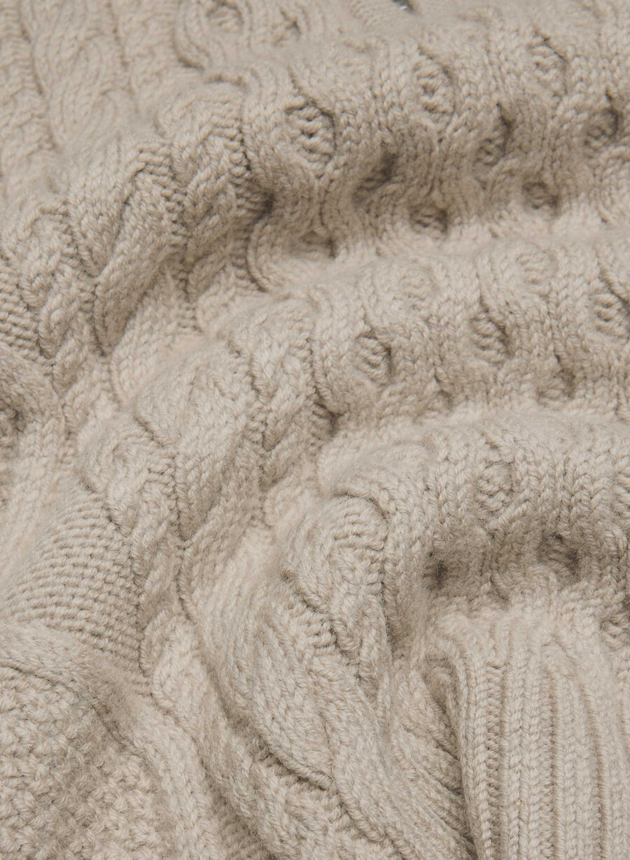heritage knit merinoullströja med 14-dragkedja heather nomad taupe