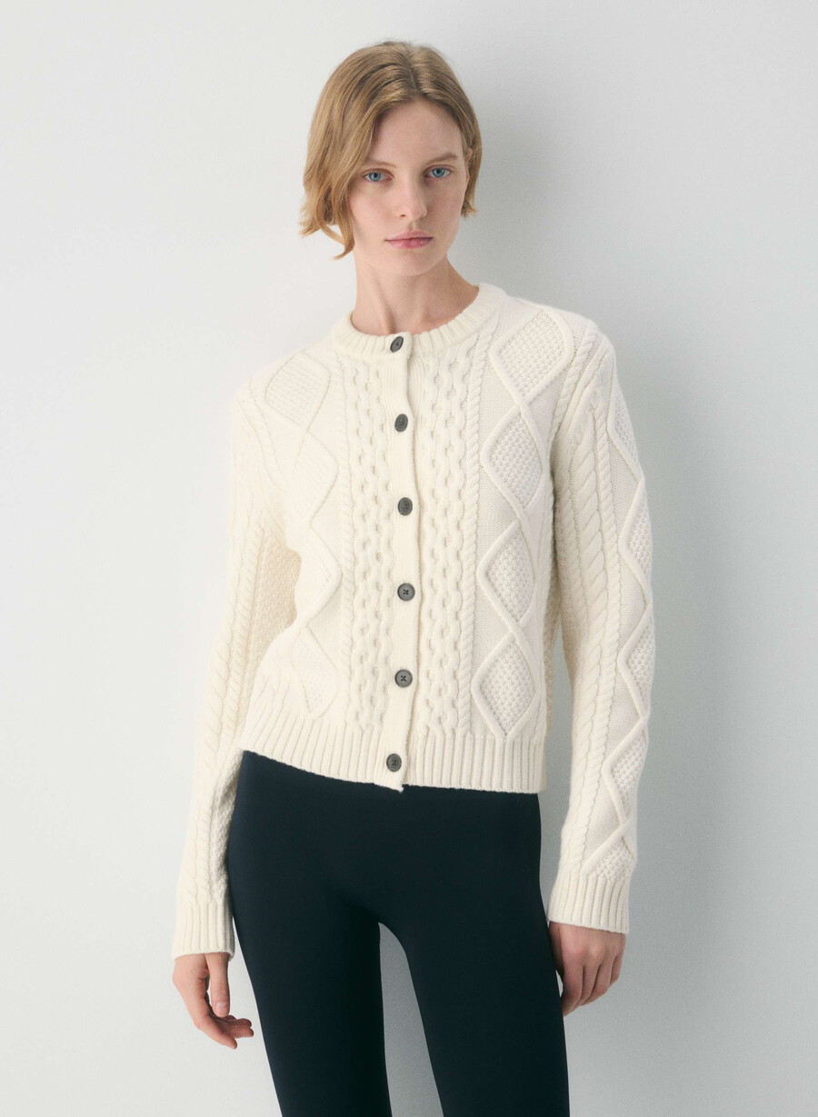 heritage knit merinoull cardigan whisper whisper white