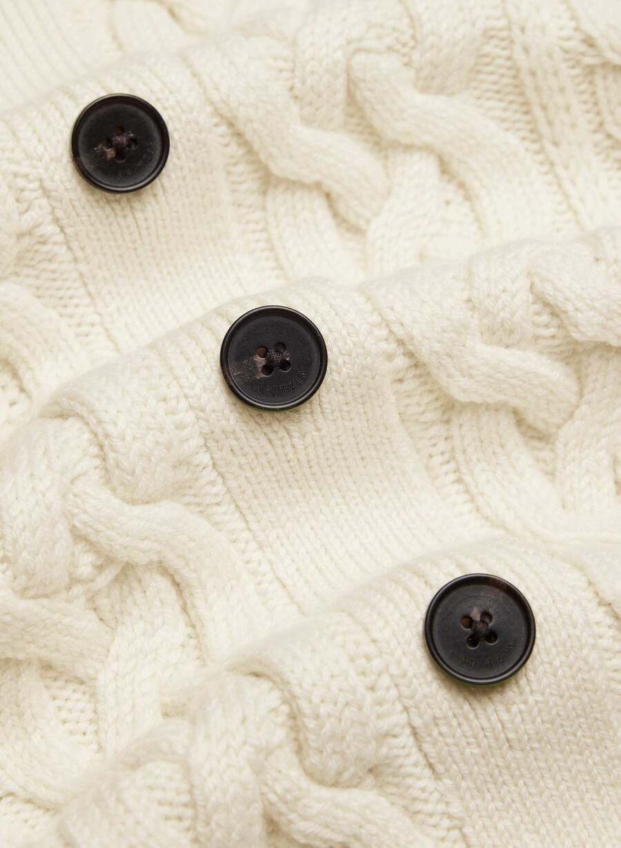 heritage knit merinoull v-ringad kofta i mockabrun