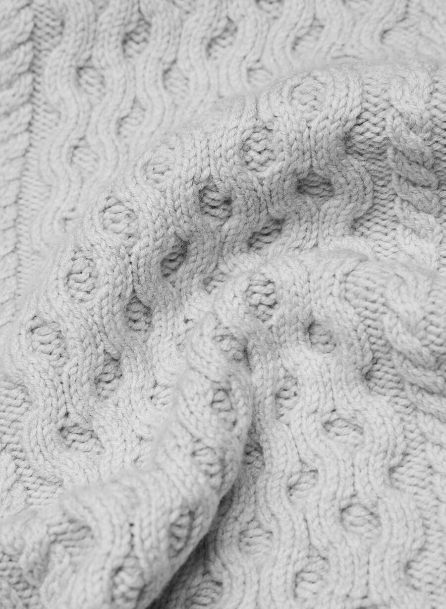 heritage knit merinoullkofta med Öppen framsida heather nomad taupe