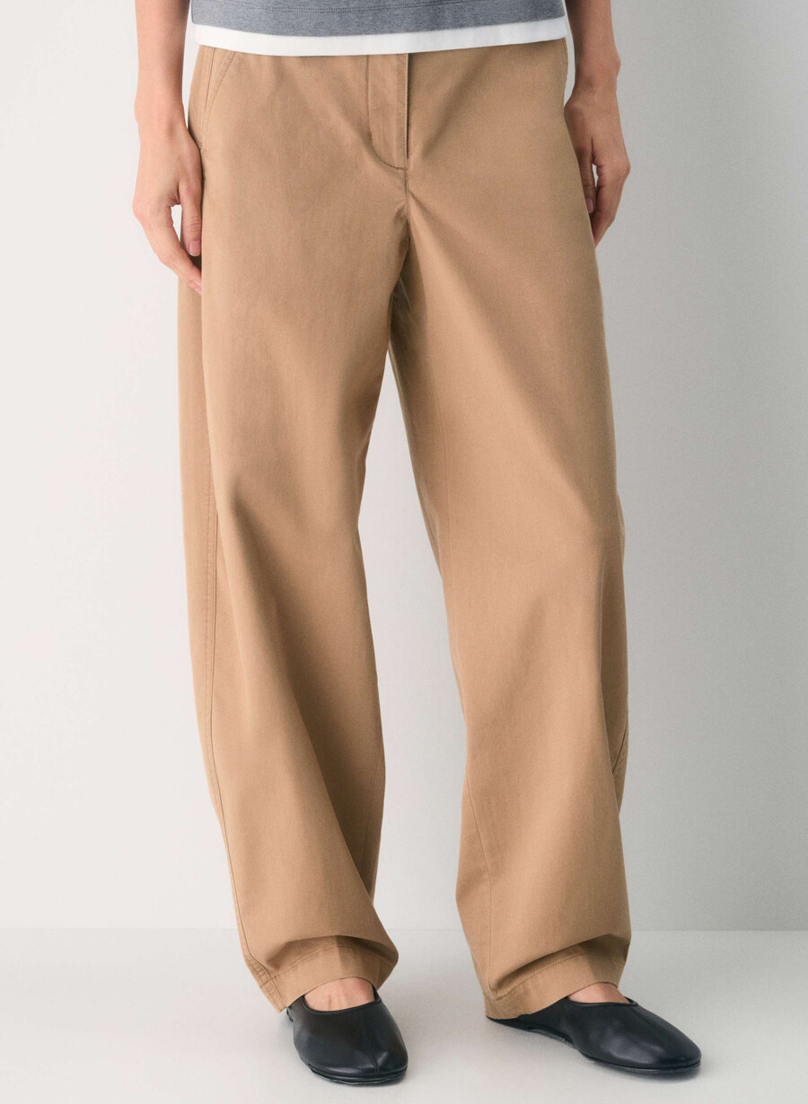 chino relaxed hi-made barrel pant tvättad brons kamel