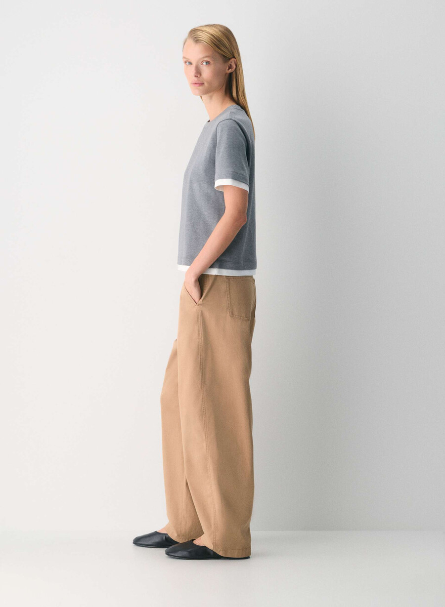 chino relaxed hi-made barrel pant tvättad brons kamel