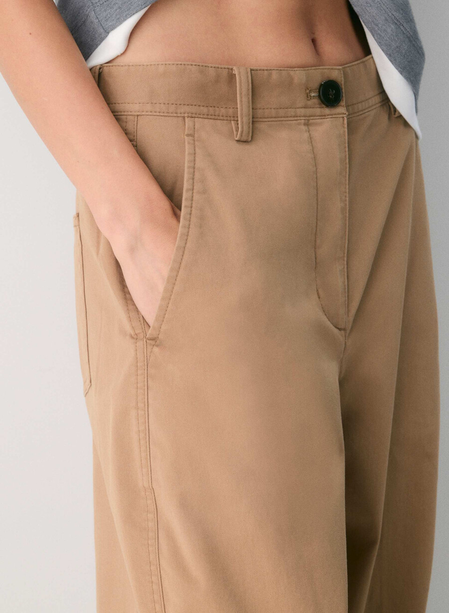 chino relaxed hi-made barrel pant tvättad brons kamel