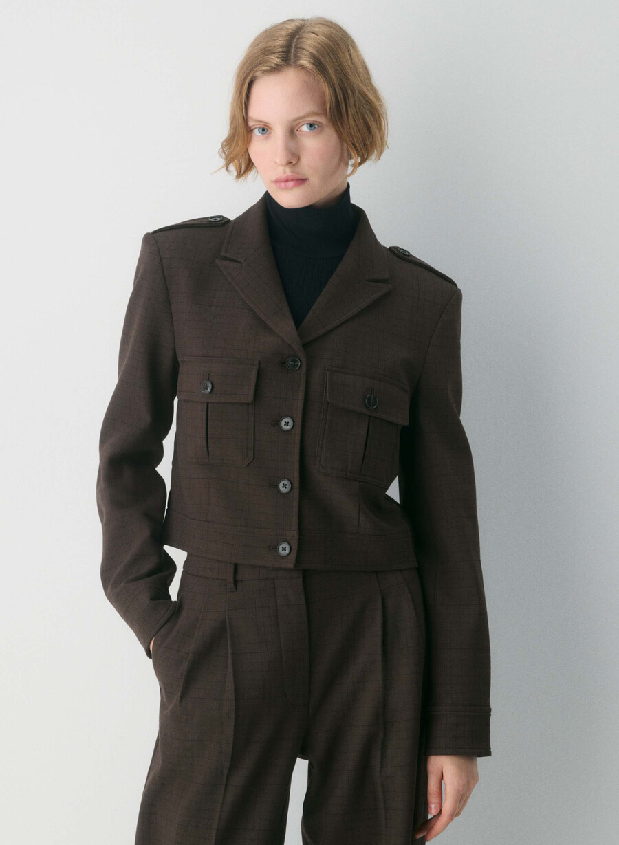 marschjacka - twill sanford chk rm brblk