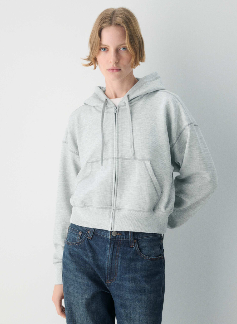 ny wafflex eddy zip hoodie ljunggrå krom