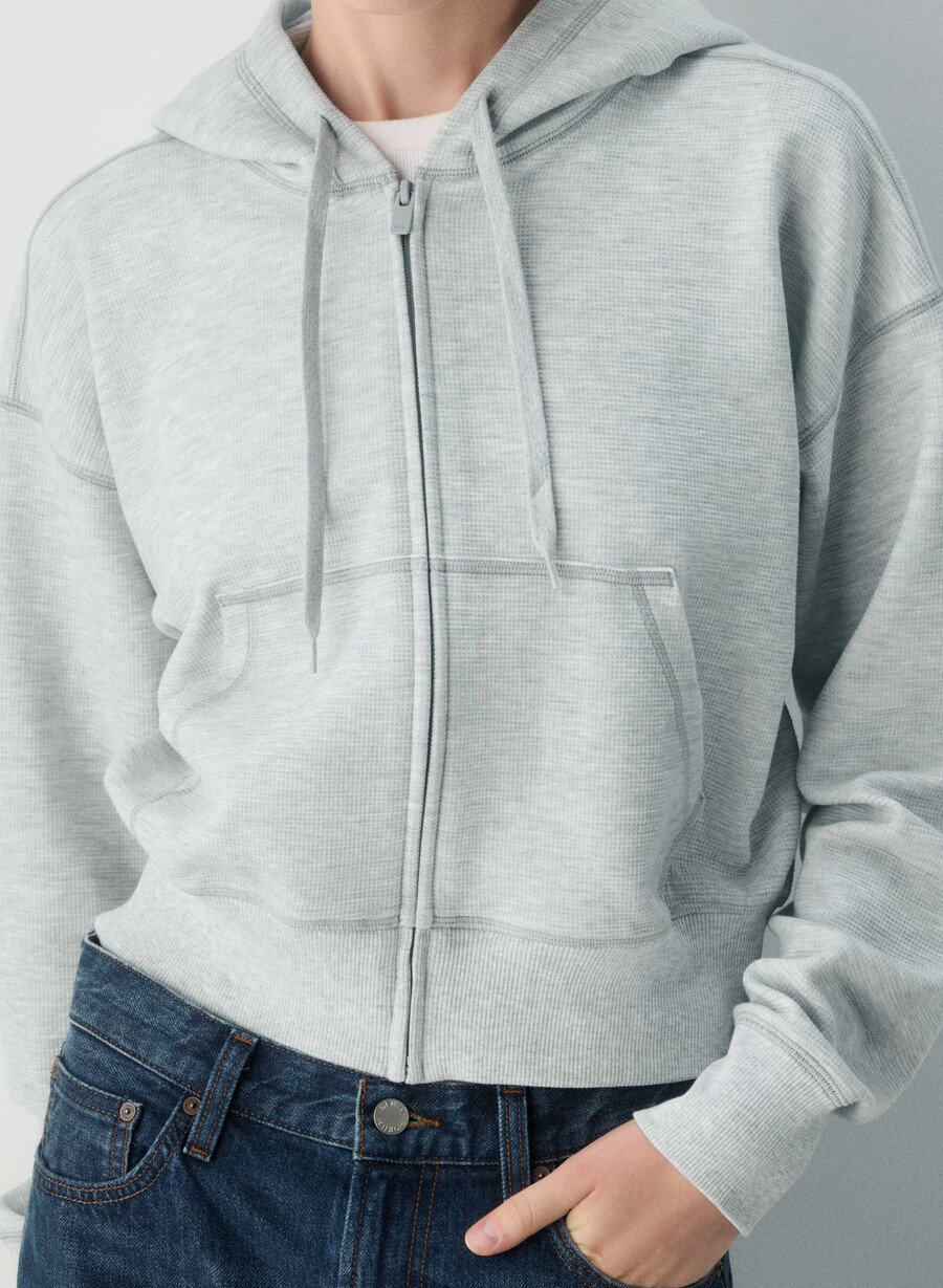 ny wafflex eddy zip hoodie ljunggrå krom