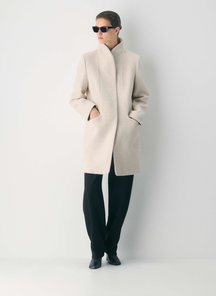cocoon coat - lyxig ull kashmir ljus havregrynsgrÖt