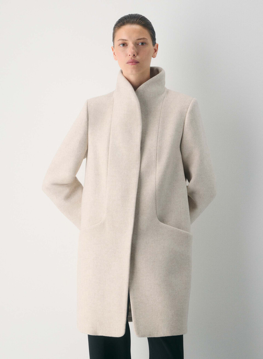 cocoon coat - lyxig ull kashmir ljus havregrynsgrÖt
